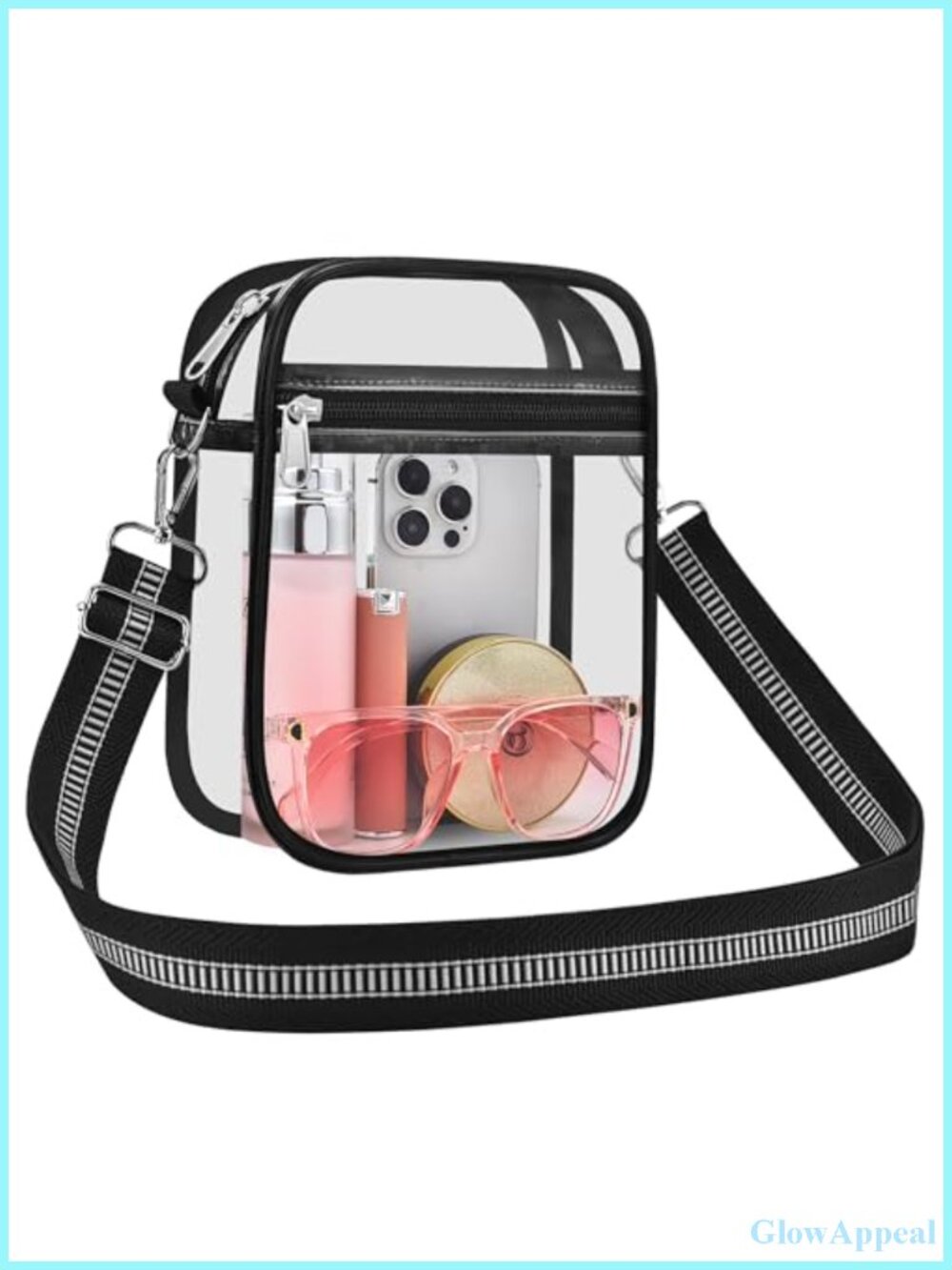 Clear Crossbody Bag Stadium Approved Water Resistant PVC Purse